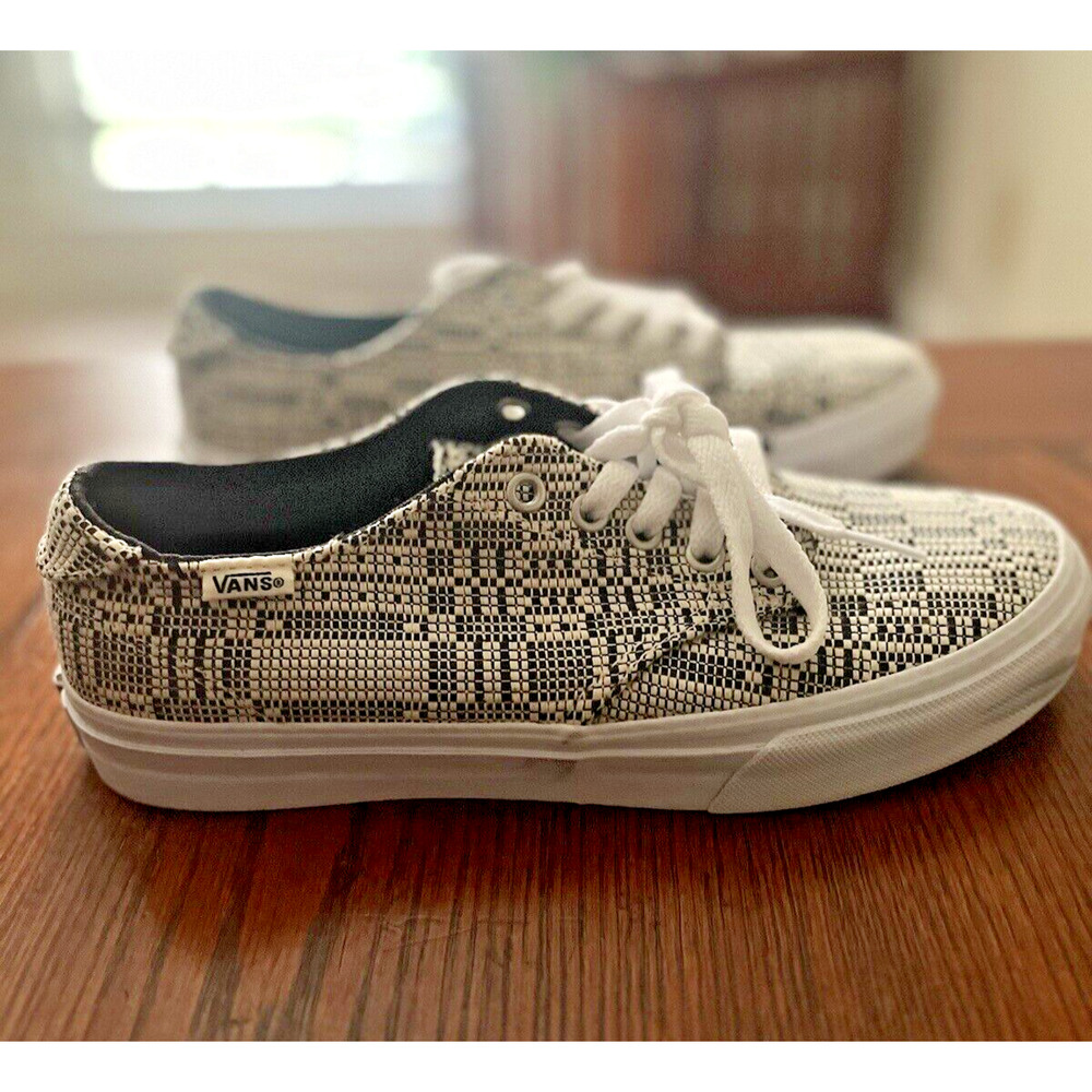 Vans Ultracush Camden Optical Woven Deluxe Women's 8.5 Black Beige Skate Shoes